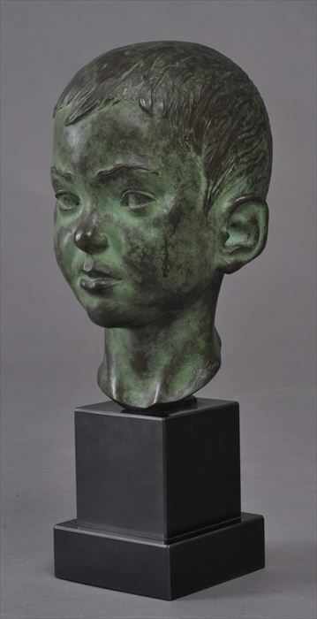 Appraisal: NICOLAUS KONI - HEAD OF A BOY Bronze with verdigris