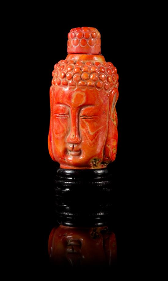 Appraisal: Sale Lot A Carved Coral Snuff Bottle th century in