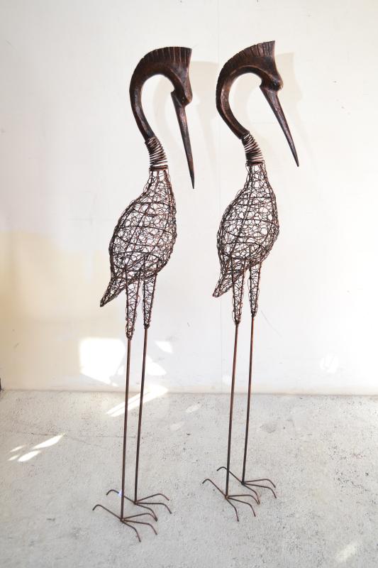 Appraisal: A PAIR OF CONTEMPORARY CAST GARDEN SCULPTURES OF CRANES A