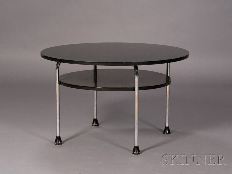 Appraisal: Modernist Cocktail Table Ebonized wood and chrome plated steel Mid-