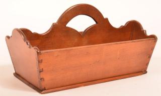 Appraisal: Pennsylvania th Century Cherry Cutlery Tray Shaped cut-out and splayed