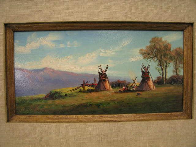 Appraisal: Heinie Hartwig Oil on Board Mountain Top Camp indians teepee