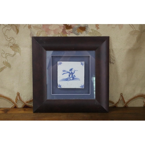 Appraisal: Framed antique Delft tile Sea Monster circa s purchased from