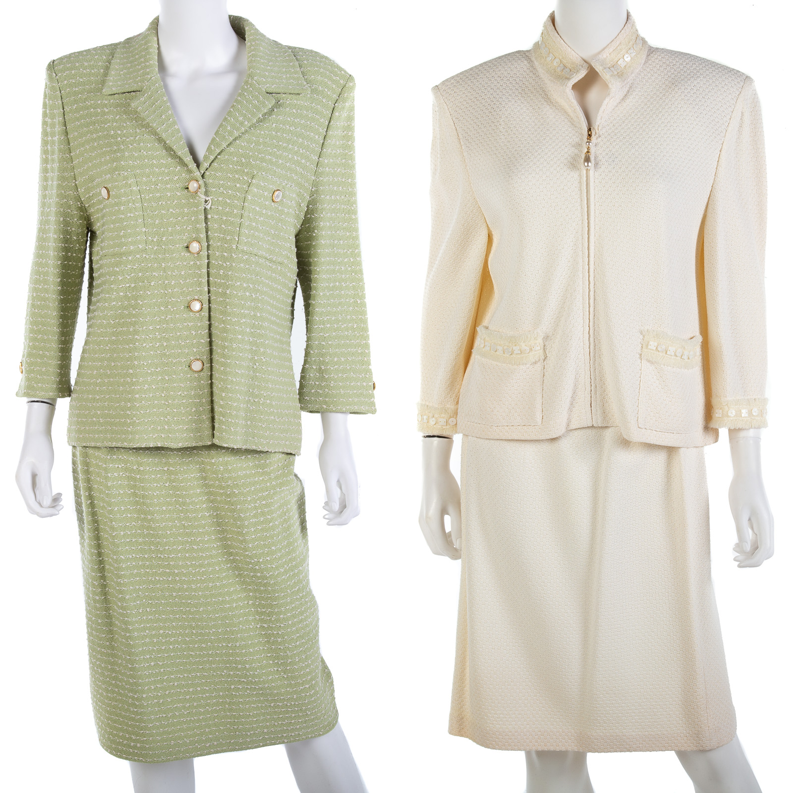 Appraisal: TWO ST JOHN KNIT SUITS jacket size skirt size the