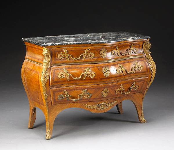 Appraisal: A Louis XV style gilt metal mounted kingwood commode mid