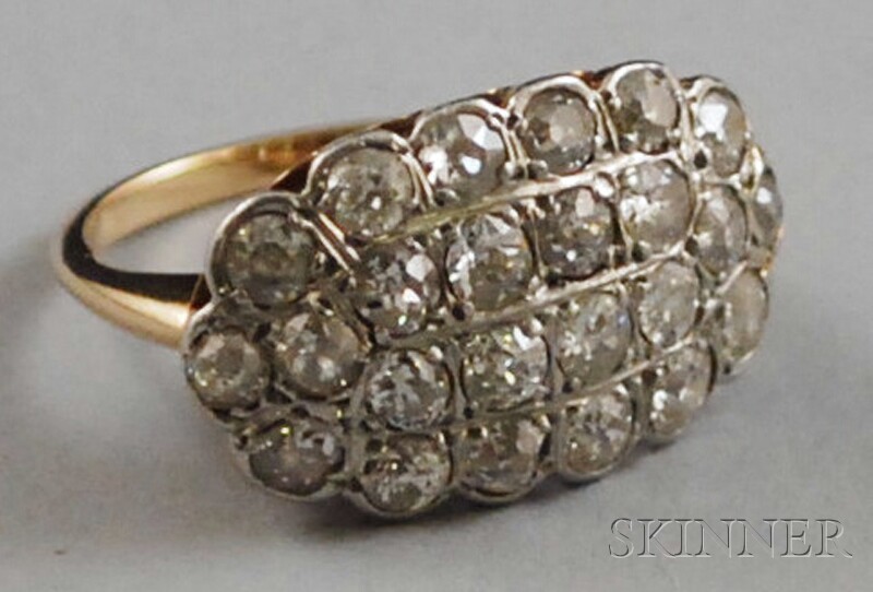 Appraisal: kt Gold and Diamond Cocktail Ring with twenty-four diamonds set