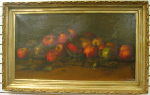 Appraisal: AMERICAN SCHOOL th century Oil on canvas Still life with