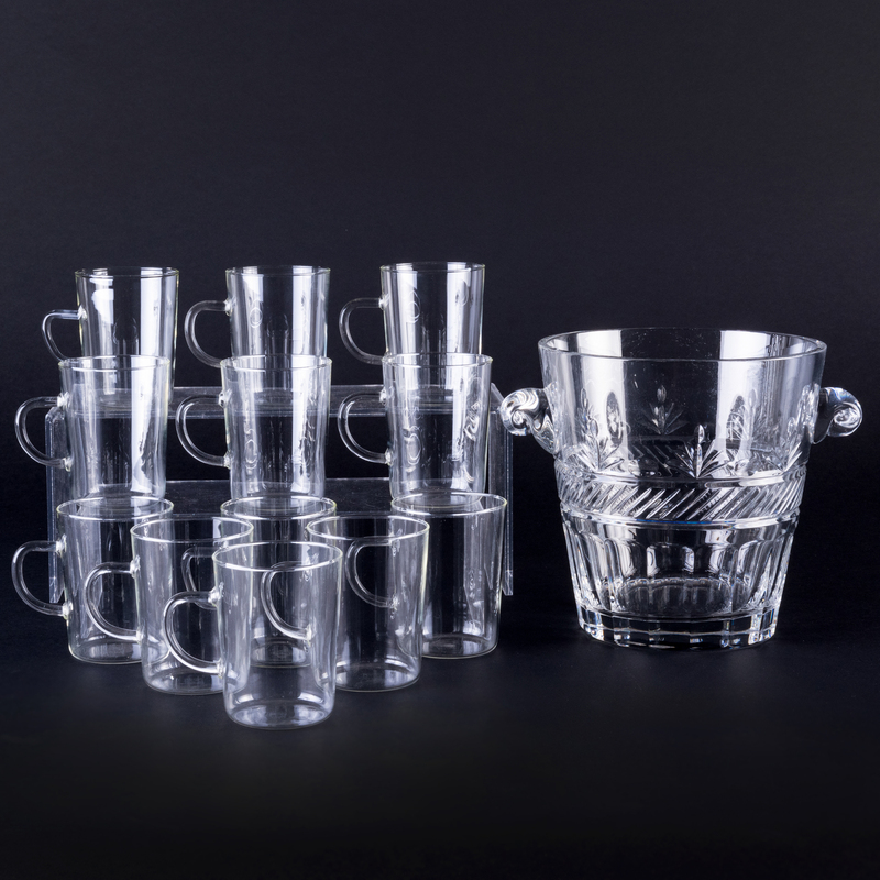 Appraisal: Set of Ten Schott Tea Glasses and a Cut Glass