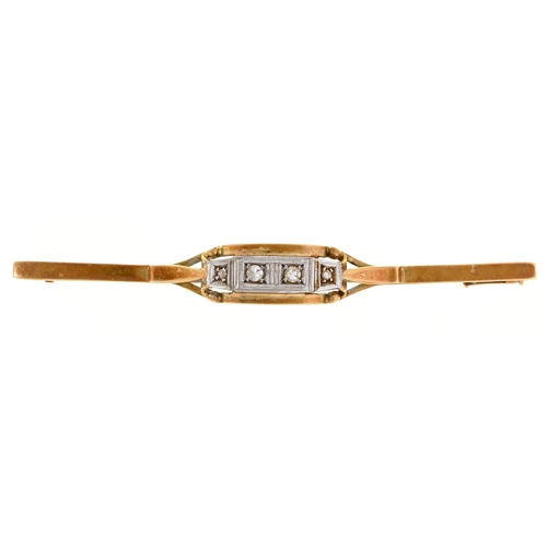 Appraisal: A diamond bar brooch in gold mm l marked g