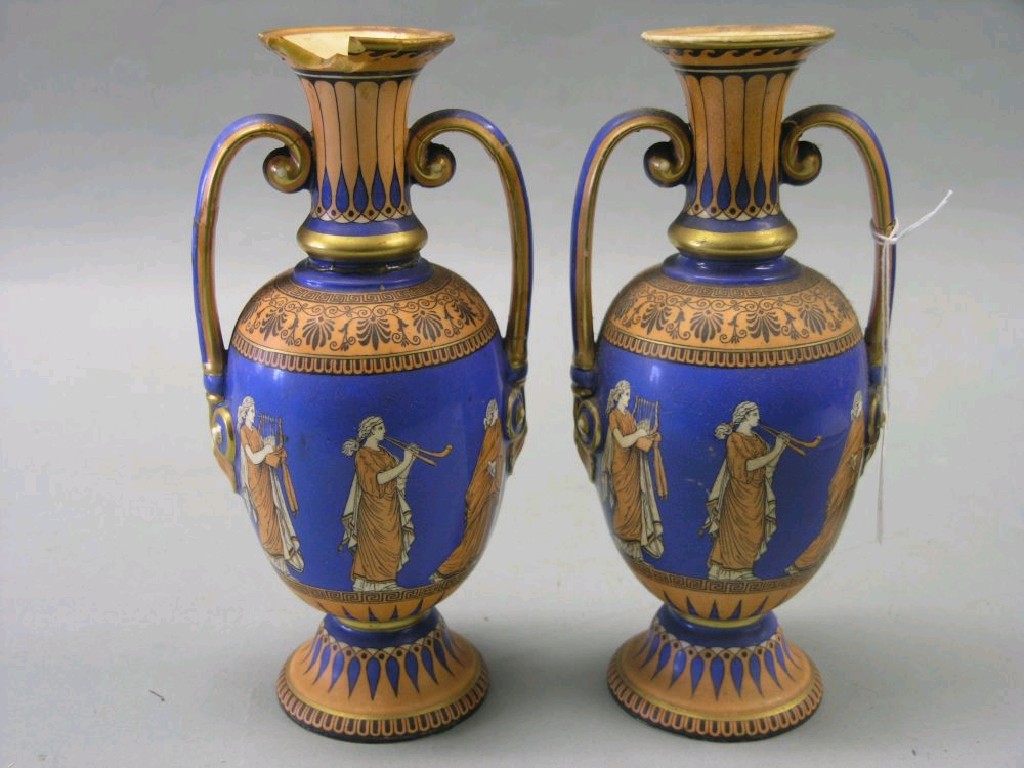 Appraisal: A pair of Hill Pottery Co vases two handled Etruscan