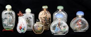 Appraisal: Eight Inside Painted Snuff Bottles lot of Chinese inside painted