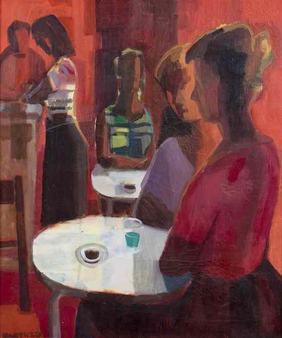 Appraisal: Eliano Fantuzzi Italian - Women at a Cafe oil on