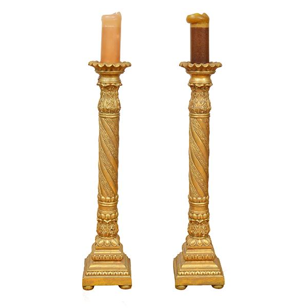 Appraisal: A PAIR OF CARVED GILT WOOD COLUMNAR TORCHERES CM HIGH