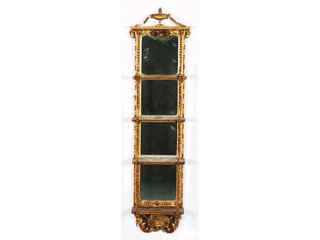 Appraisal: NINETEENTH CENTURY GILT GESSO FOUR TIERED OPEN DISPLAY SHELVES each