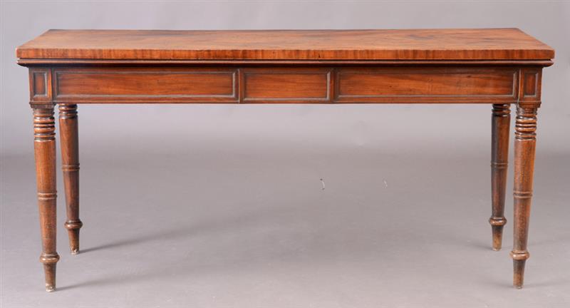 Appraisal: LARGE WILLIAM IV MAHOGANY CONSOLE TABLE The rectangular overhanging top