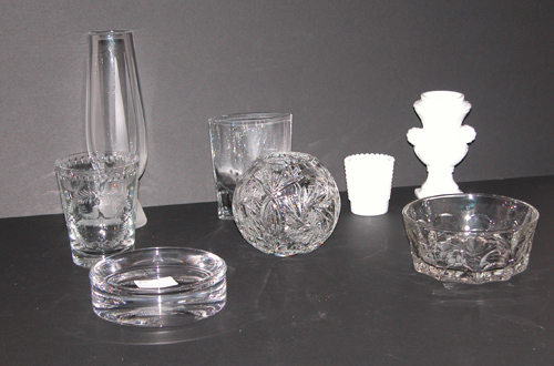 Appraisal: Assorted Glass Items including an Orrefors Crystal Vase an Etched