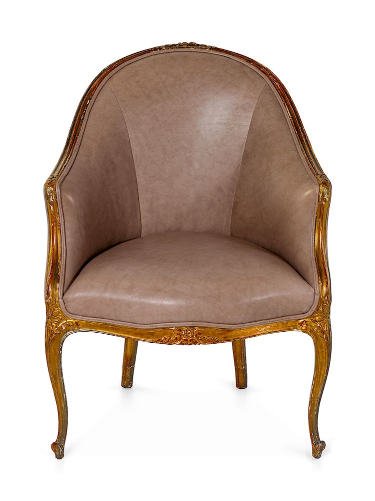 Appraisal: A Louis XV Style Giltwood Bergere A Louis XV Style