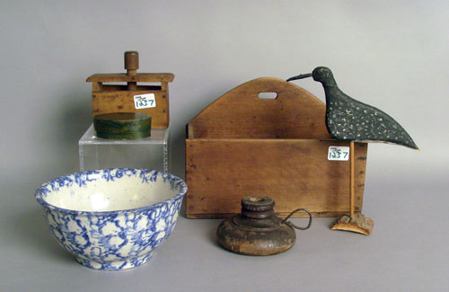 Appraisal: Group of country accessories to include a utensil box sponge