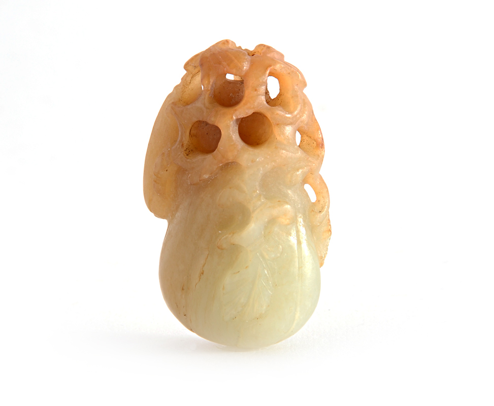 Appraisal: CHINESE NEPHRITE JADE CARVING OF A PEACH Figure of a