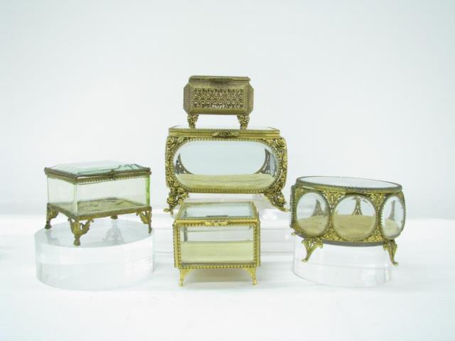 Appraisal: Group of antique jewelry caskets five including one x x