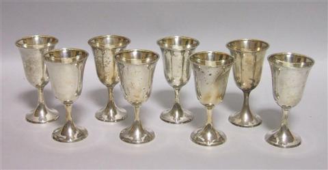 Appraisal: SET OF EIGHT AMERICAN SILVER GOBLETS Each of simple bell-shaped