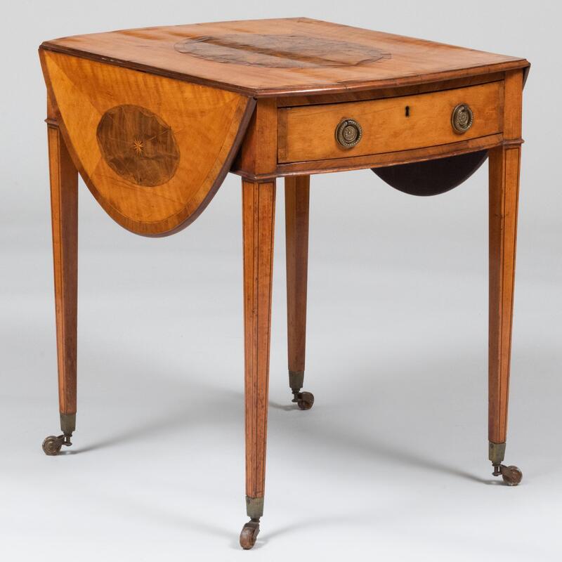 Appraisal: George III Inlaid Satinwood Pembroke Table x x in open