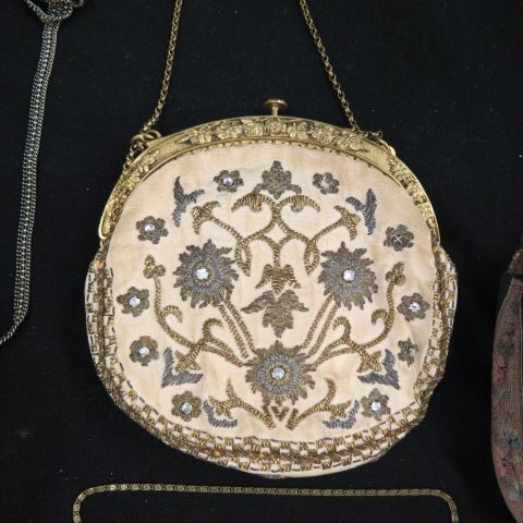 Appraisal: Vintage Purses one with gold silver thread embroidery other a