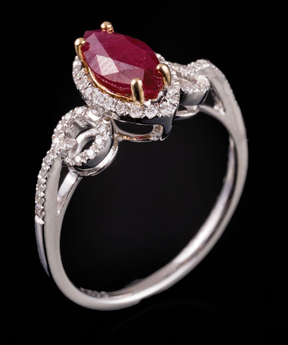 Appraisal: kt White and Yellow Gold Ruby and Diamond Ring prong