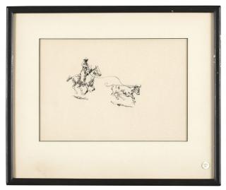 Appraisal: Edward Borein Cowboy roping a steer unsigned India ink on