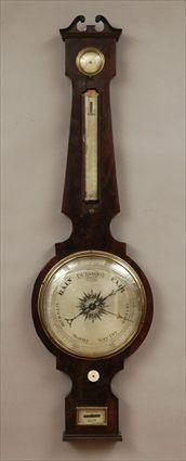 Appraisal: Victorian Mahogany Wheel Barometer with Hygrometer Thermometer and Spirit Level