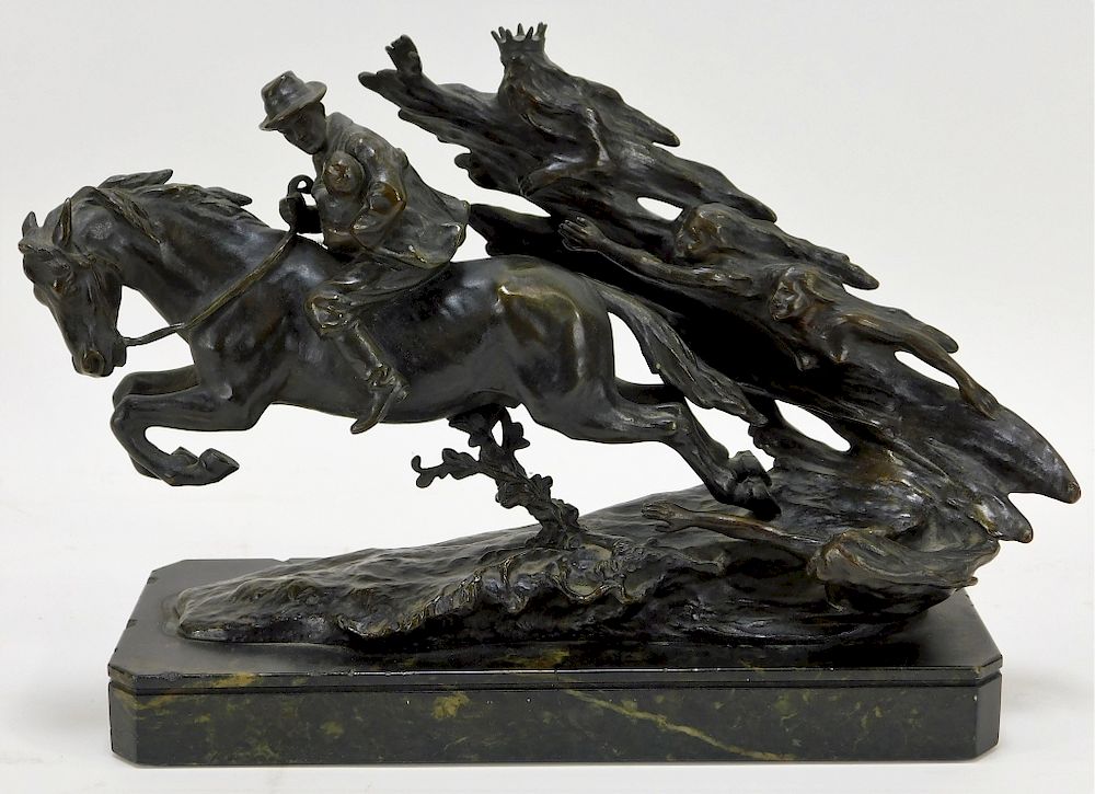 Appraisal: Andor Ruff Figural Horse Rider Bronze Statue Hungary - Andor