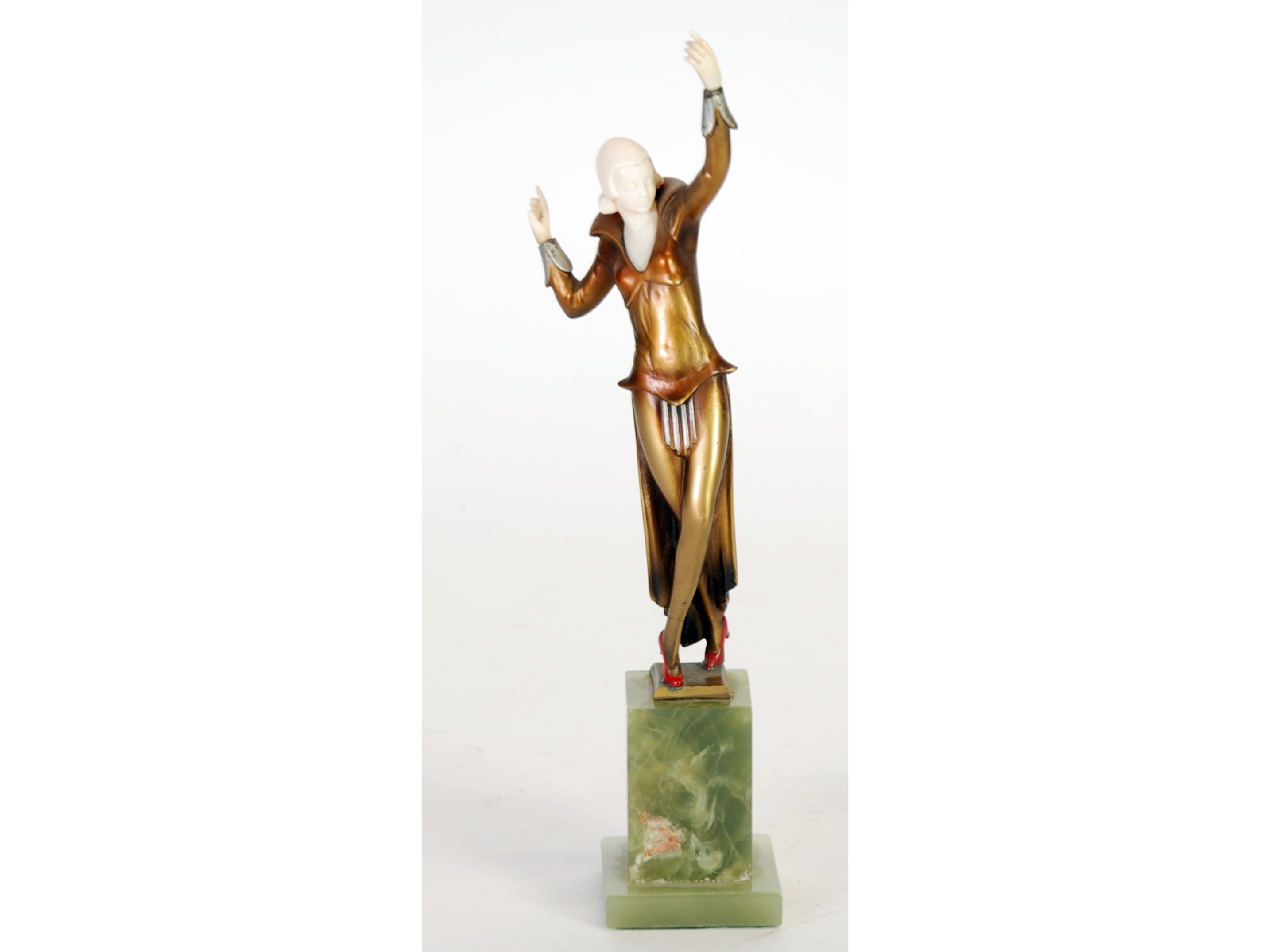 Appraisal: ART DECO GILT BRONZE AND IVORY FIGURE OF A FEMALE