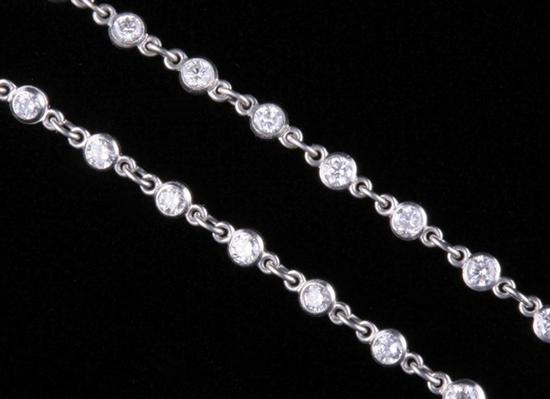 Appraisal: PLATINUM AND DIAMOND CHAIN bezel-set diamonds toghether weighing approx cts