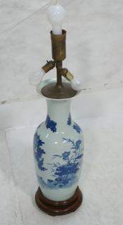 Appraisal: Large Porcelain Chinese Urn Table Lamp Blue wh Large Porcelain