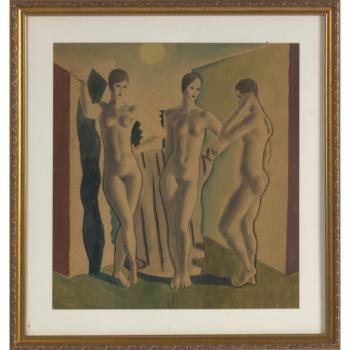 Appraisal: Eduard Buk Ulreich Three Nudes c gouache and watercolor