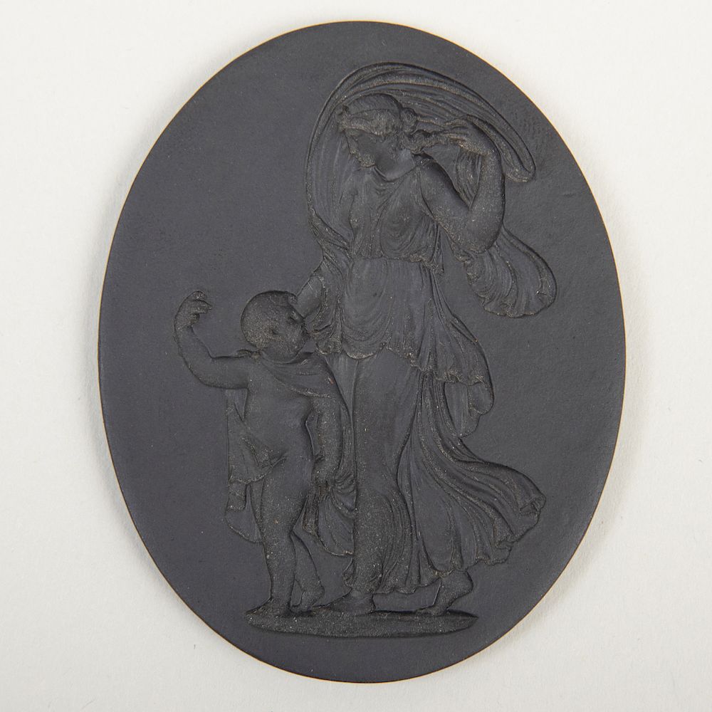 Appraisal: Wedgwood Black Basalt Oval Intaglio Medallion of the Marriage of