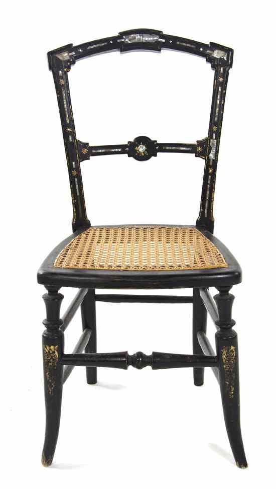 Appraisal: A Victorian Ebonized and Mother-of-Pearl Inlaid Child's Chair having a