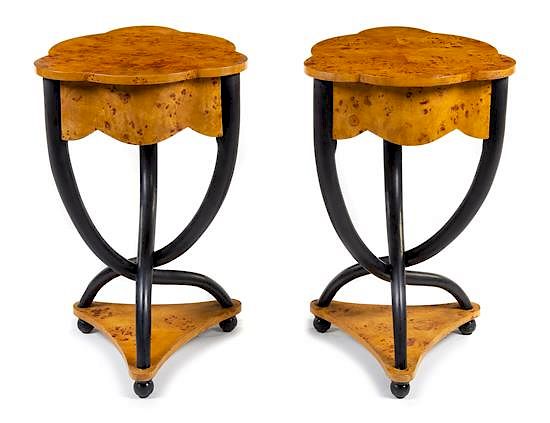 Appraisal: A Pair of Biedermeier Style Side Tables Height inches A