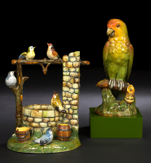 Appraisal: Jerome Massier - Majolica Figure of a Parrot ca depicted