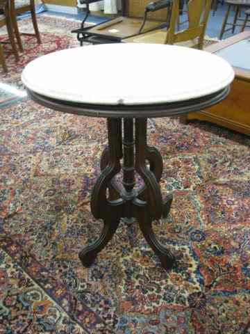 Appraisal: Victorian Walnut Marble Top Table '' x '' oval top