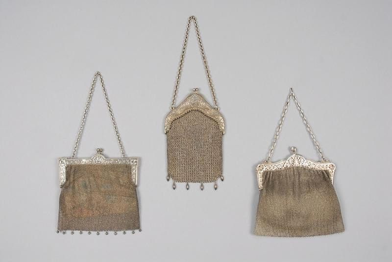 Appraisal: THREE STERLING SILVER MESH PURSES LATE th - EARLY th