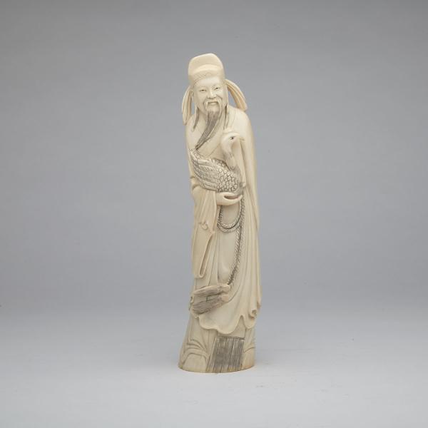 Appraisal: Ivory Carved Figure of Wang Xizhi Circa s Depicting a