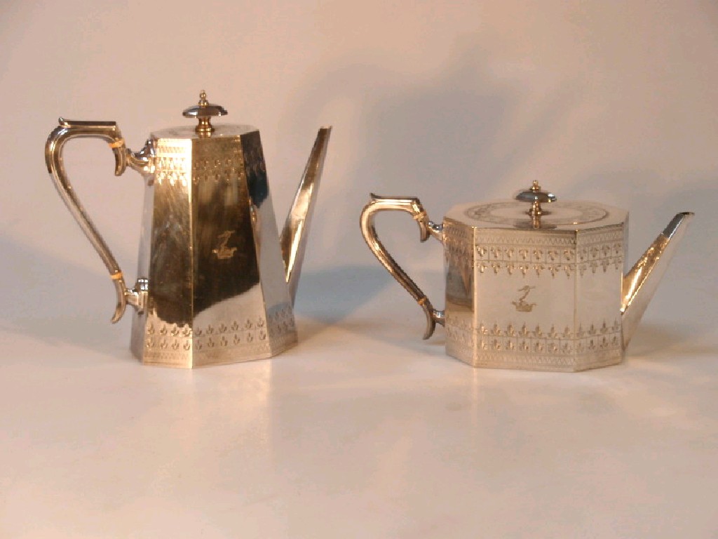 Appraisal: Late Victorian electroplate panelled tea and coffee pots