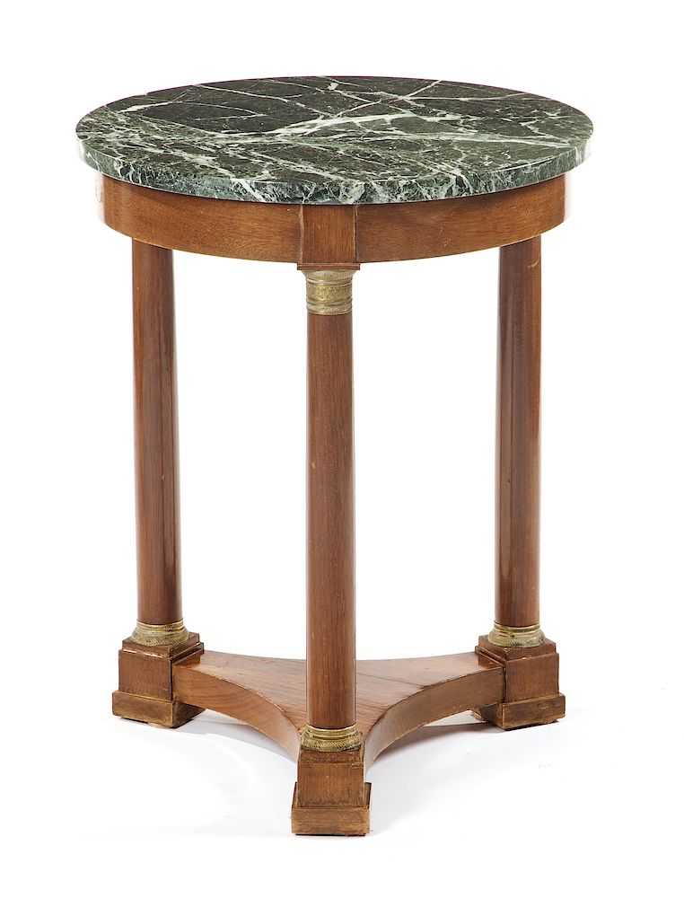 Appraisal: Empire style gilt metal mounted marble top circular table Empire