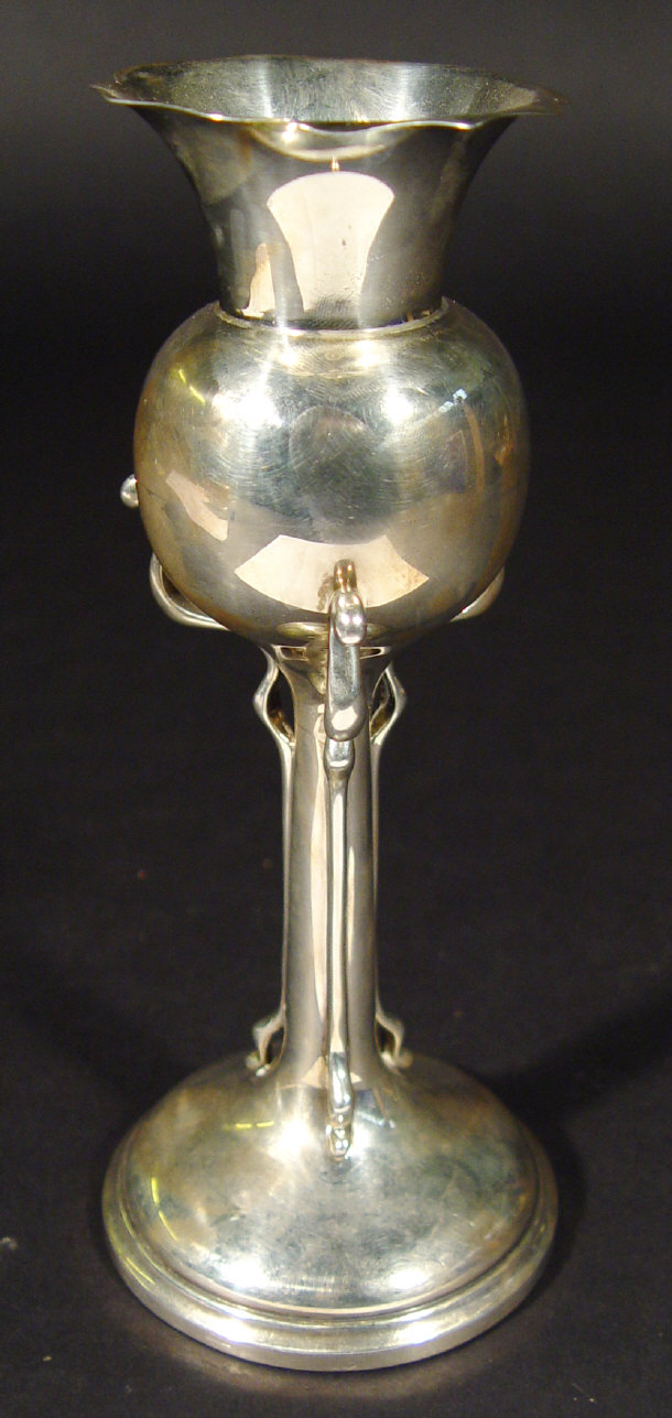 Appraisal: Silver Art Nouveau three handled vase Sheffield cm high