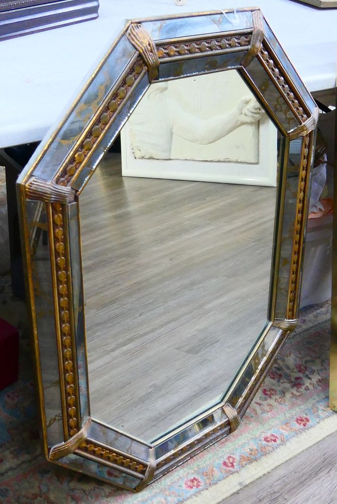 Appraisal: VINTAGE OCTANGULAR VENTIAN LARGE MIRROR From a Large Miami Beach