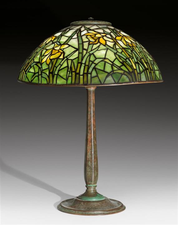 Appraisal: TIFFANY STUDIOS NEW YORK TABLE LAMP circa Bronze and favrile