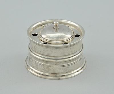 Appraisal: An English Sterling Silver Inkwell Quill Holder Of circular form