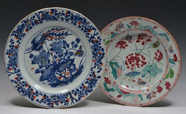 Appraisal: A CHINESE FAMILLE ROSE charger with ho ho birds and