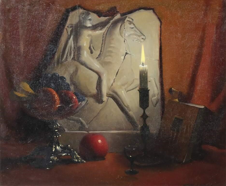 Appraisal: Herbert Abrams Massachusetts - Oil on masonite still life Signed